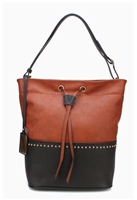Deep brown and black bucket handbag