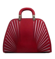 Red textured bowling style handbag