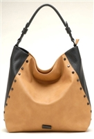Tan and Black Hobo Handbag