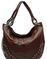 Large brown chain trim hobo handbag with longer strap included