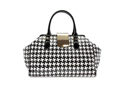 Black and White Houndstooth Satchel