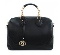 Black barrel satchel with longer strap included